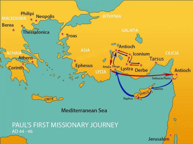 Map Pauls First Missionary Journey World Map